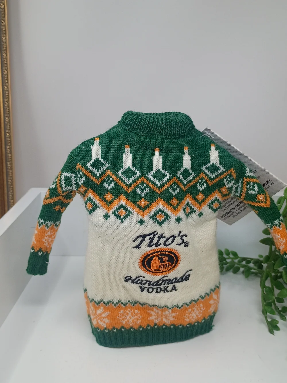 Tito's Green & Cream Knit Bottle Sweater